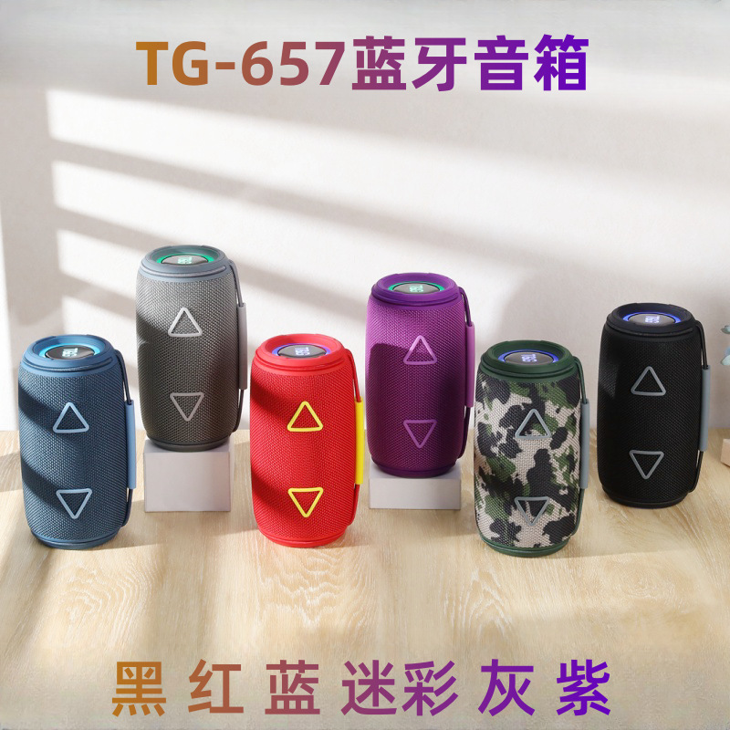 New Bluetooth Speaker TG657 Outdoor Portable Sports Cylindrical RGB Light Handheld Subwoofer Speaker