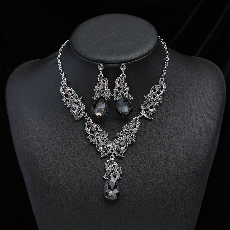 New Exaggerated Necklace Earring Set Cross-Border Exclusive Alloy Electroplated Jewelry Accessories Dress