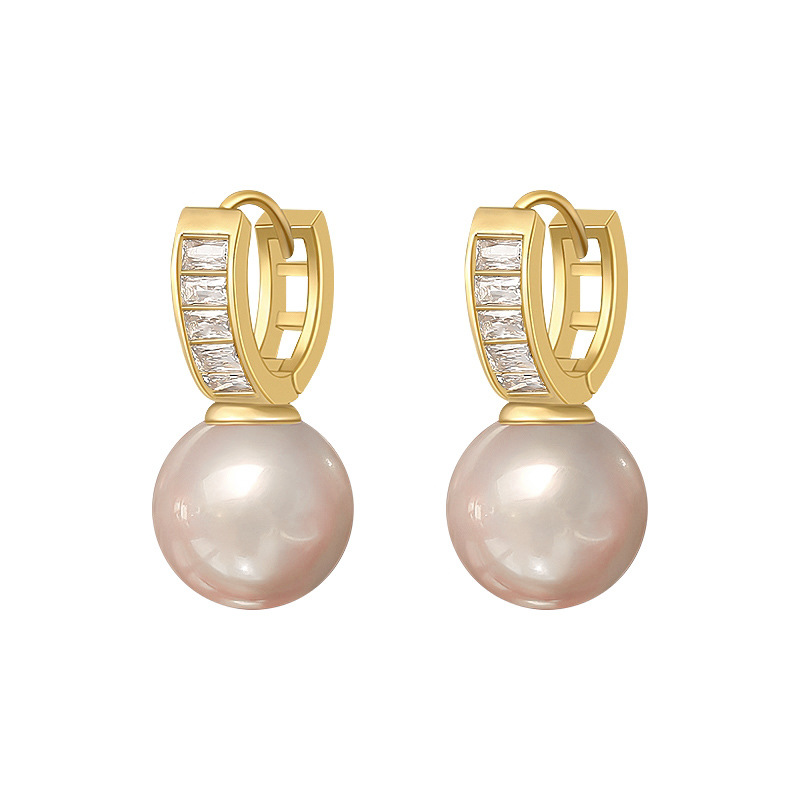 2023 new earrings women's geometric U-shaped earrings round face pearl ear clips