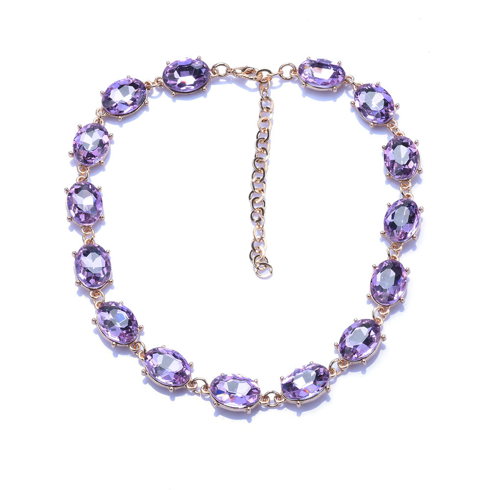 Super Flash Rhinestone Decorative Necklace Women Crystal Short Collarbone Chain Necklace Women Accessories