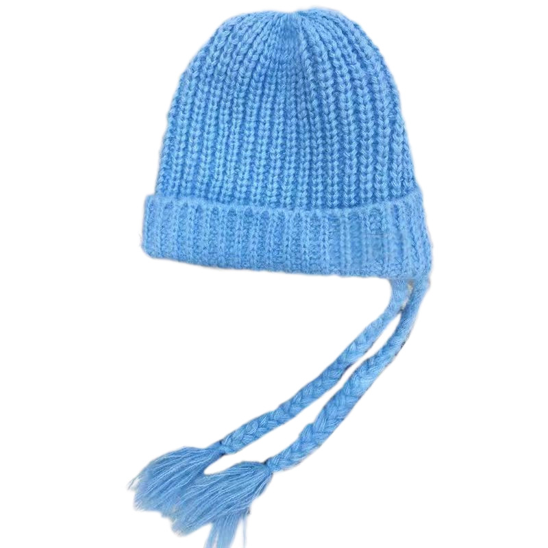 Custom autumn and winter new solid color knitted hat women warm face-showing small knitted hat