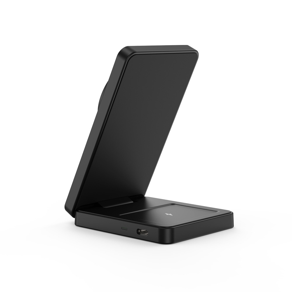 2-in-1 Magnetic Wireless Charger Foldable Stand for Apple Magnetic Phone 15W Fast Wireless Charging