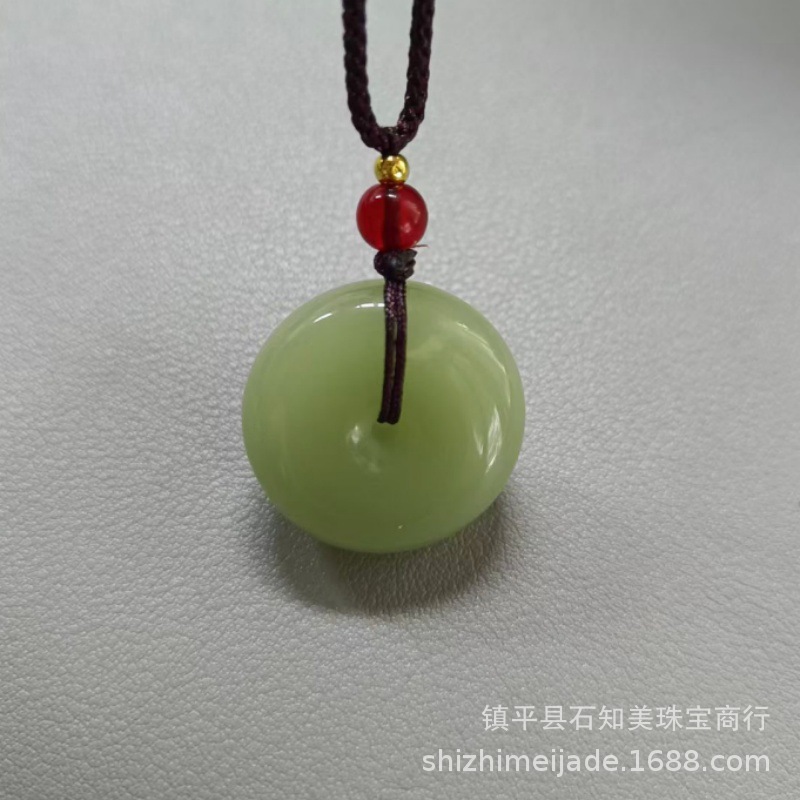 Xinjiang Tianyu Substitute Pendant Peace Button White Chalcedony Outer Mongolia Material Spinach Green Jasper Pendant Crafts