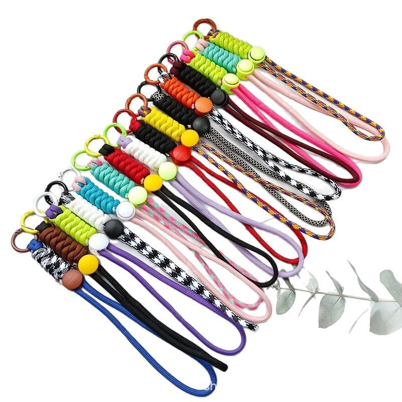 Phone diagonal lanyard long color-block knot colorful phone case original design