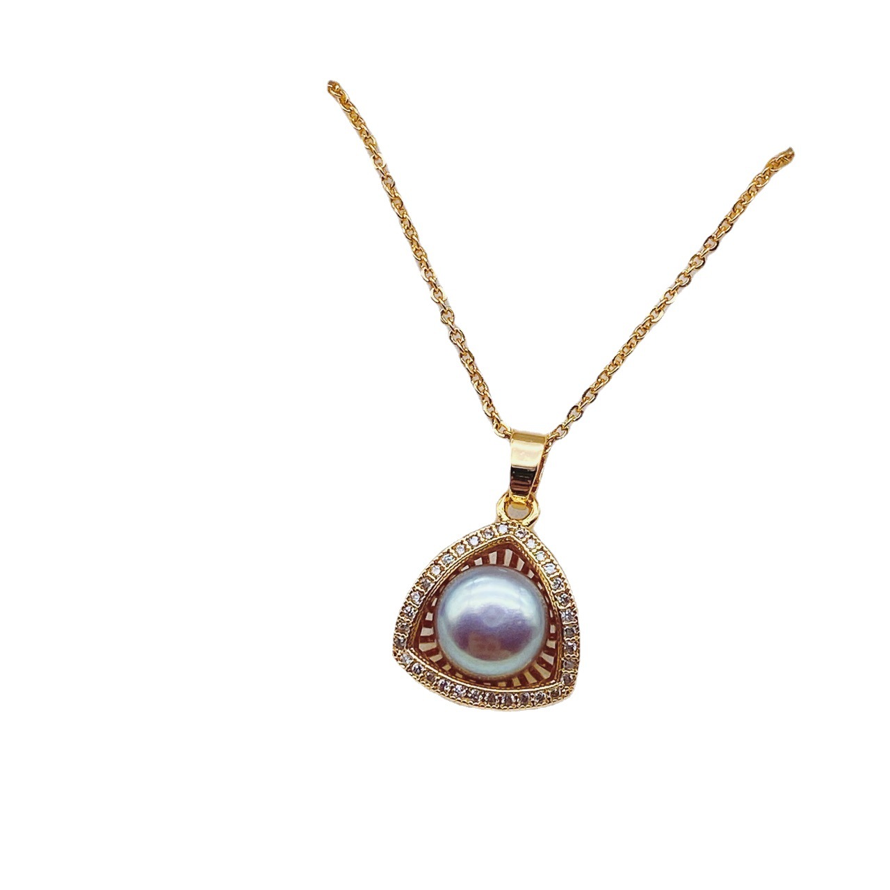 Natural Freshwater Pearl Pendant Necklace Summer Necklace Wrapped 18K Gold