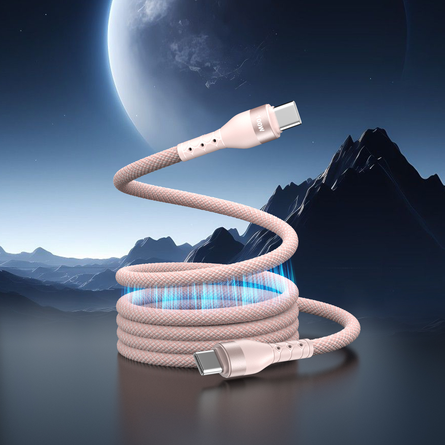 Dual Type-C Charging Cable for iPhone Apple Huawei Xiaomi 100W Magnetic Fast Charging Data Cable