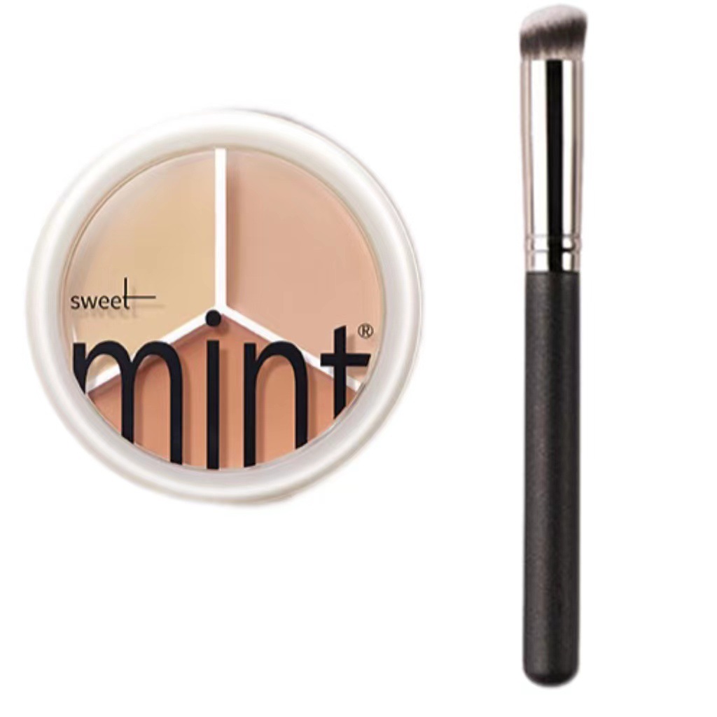 Sweet Mint Three-Color Concealer Cover Spots Acne Marks Dark Circles Tear Trough Contour Foundation Cream