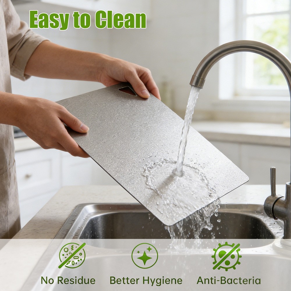 Antibacterial anti-mold ice crystal pure titanium cutting board kitchen meat cutting ice flower crystallization double-sided anti-slip full titanium cutting board