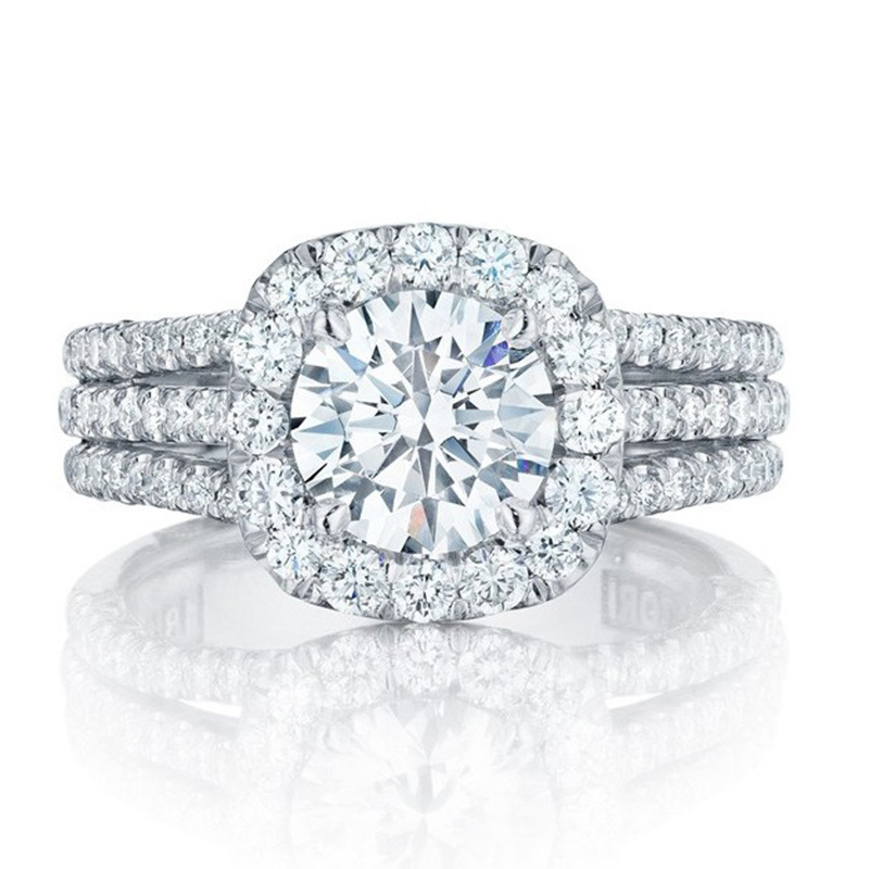 Cao Shi New Ring Full Diamond Zircon Copper Jewelry Wedding Exchange Ring