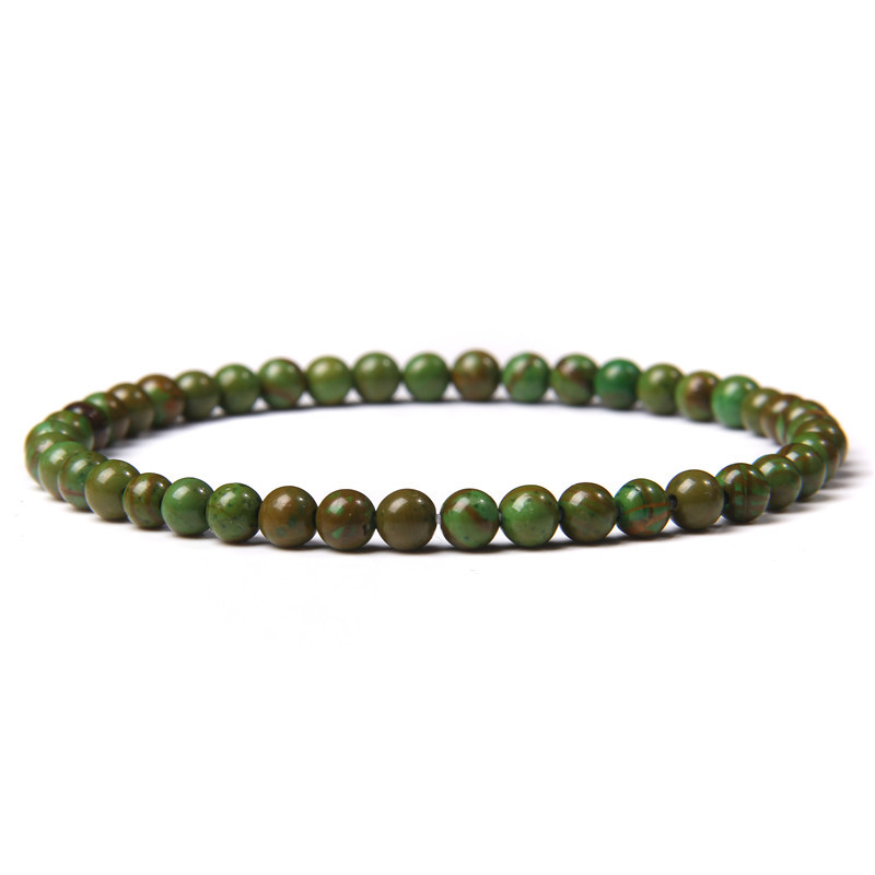 4mm artificial stone bead bracelet for men, simple elastic rope bracelet