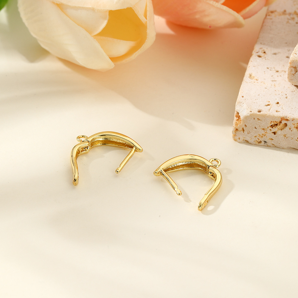 Copper plated 18K gold shiny U-shaped earring hooks, simple DIY earring ear buckle jewelry handmade accessories materials