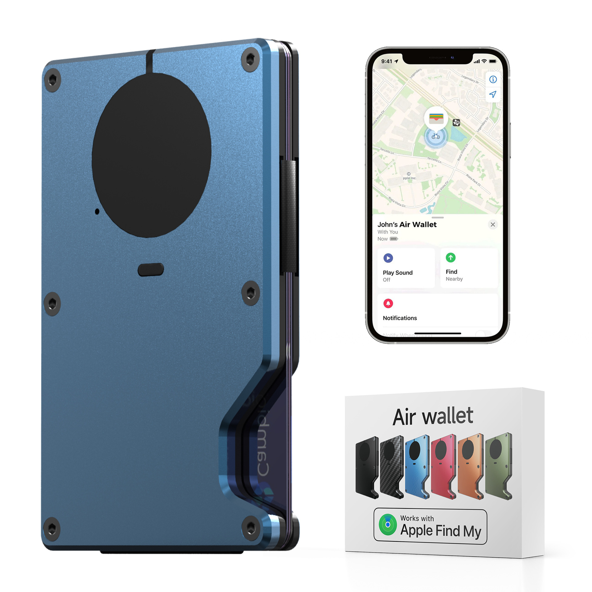 New Metal Money Clip Built-in Apple Find My Locator Chip Anti-Loss Card Clip Metal Wallet