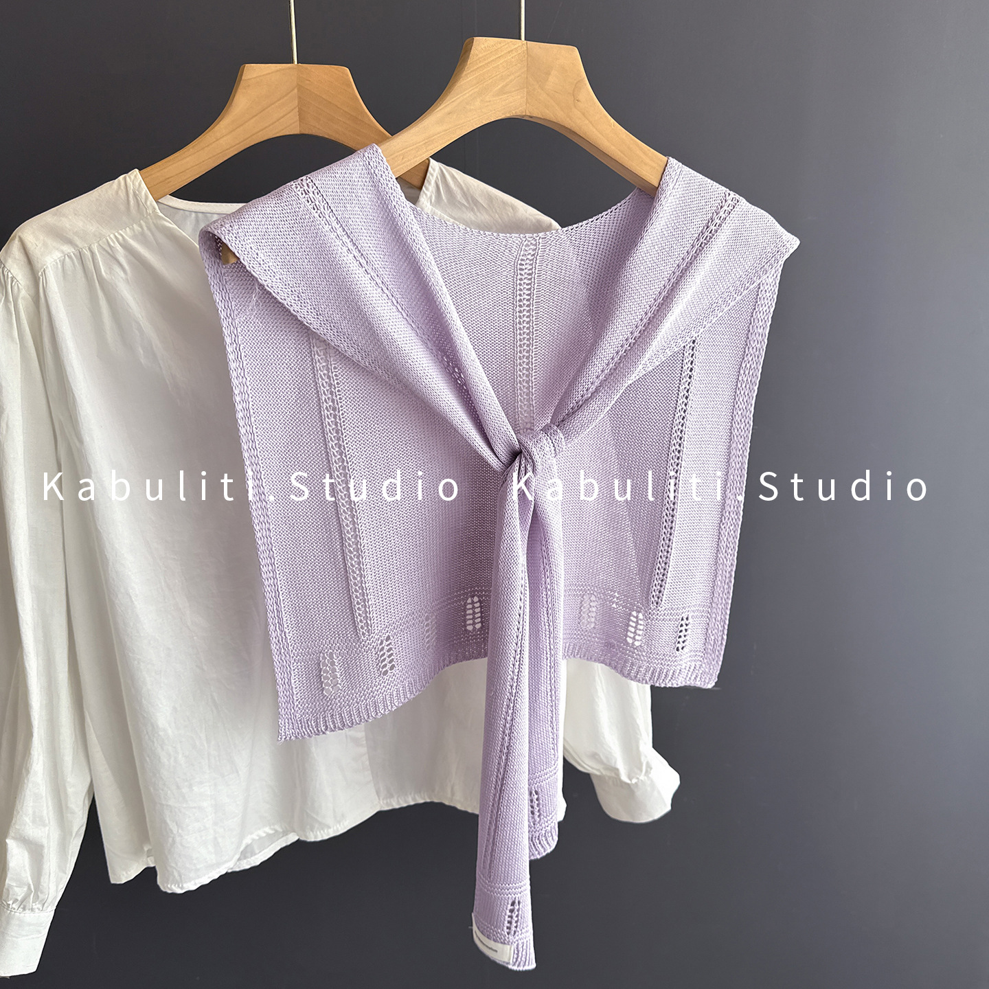 Outerwear knitted small shawl women off-white office air-conditioned room neck protection cape thin scarf matching shirt skirt