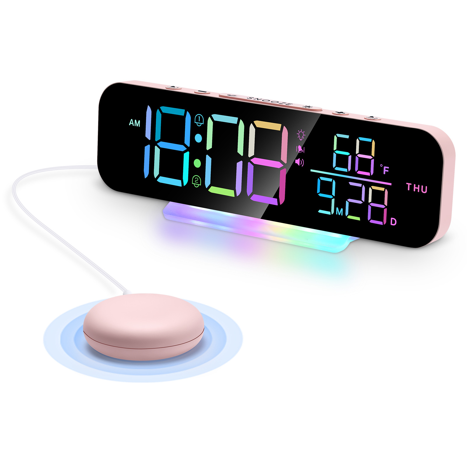2025 new product LED colorful vibration electronic clock living room large screen digital display table clock perpetual calendar wall clock modern simple