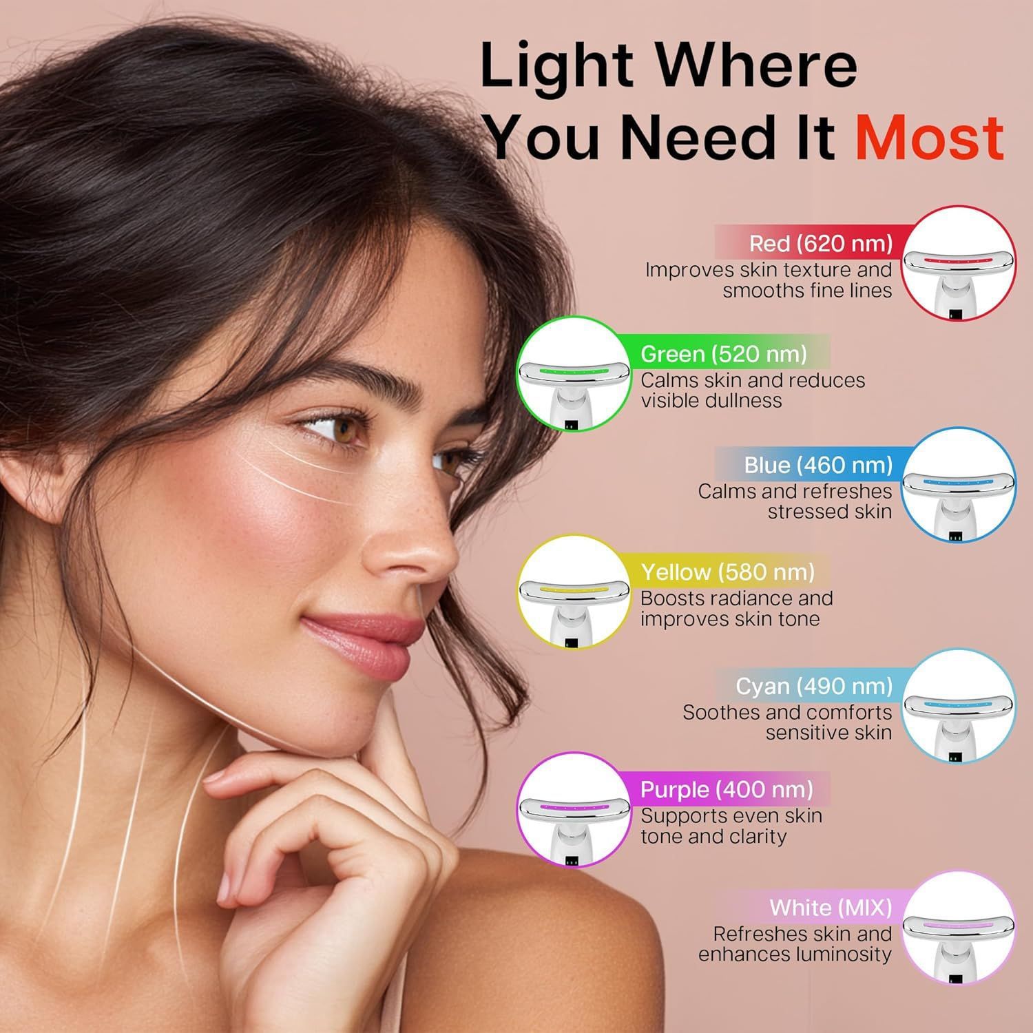 Microcurrent Neck Beauty Device Facial Seven Color Light Beauty Device Vibration导入 EMS Massage Stick Home Facial Neck Beauty Device