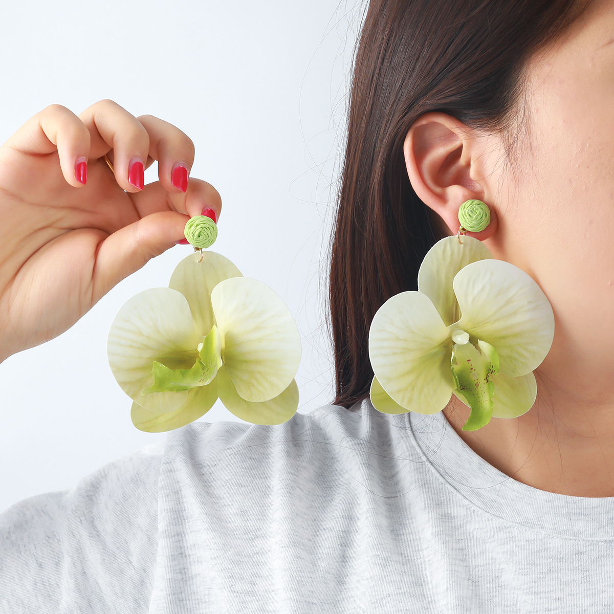 Exaggerated big brand ocean beach style butterfly flower multi-layer petal earrings for women