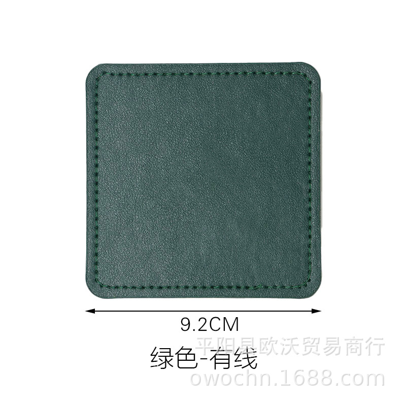 Thickened coaster 10CM high temperature resistant square PU simple heat insulation pad leather coaster