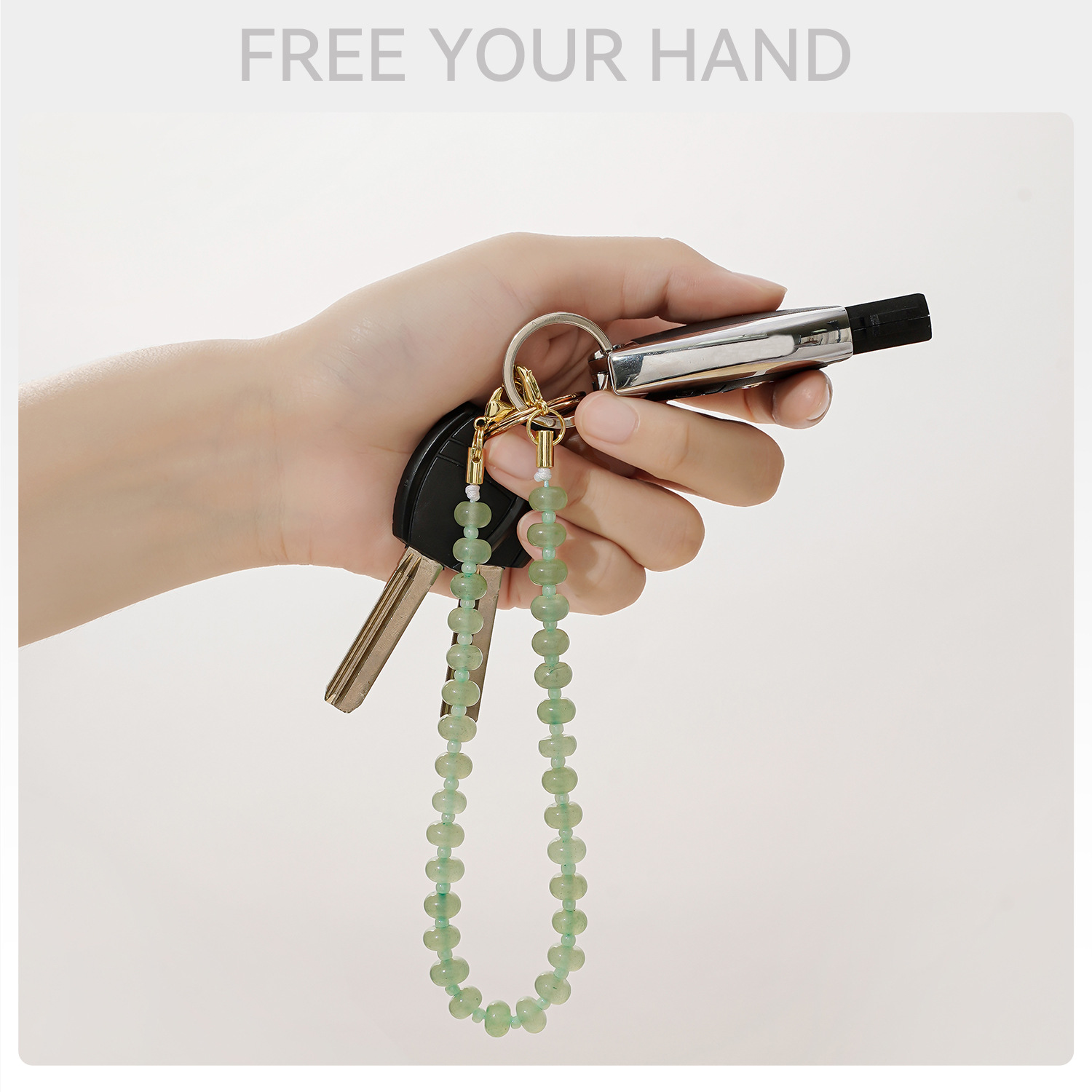 DIY natural stone phone chain handmade beaded anti-lost phone lanyard