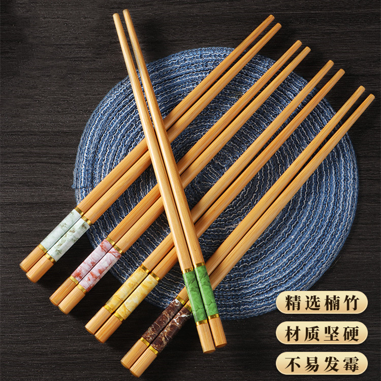 Printed bamboo chopsticks not easy to mold easy to clean household five-color chopsticks serving chopsticks easy to clean tableware