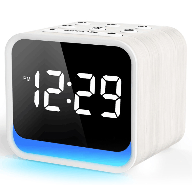 Multi-function Bluetooth Speaker Alarm Clock Color Light Brightness Control Digital Clock Multimedia Sync Wooden Clock