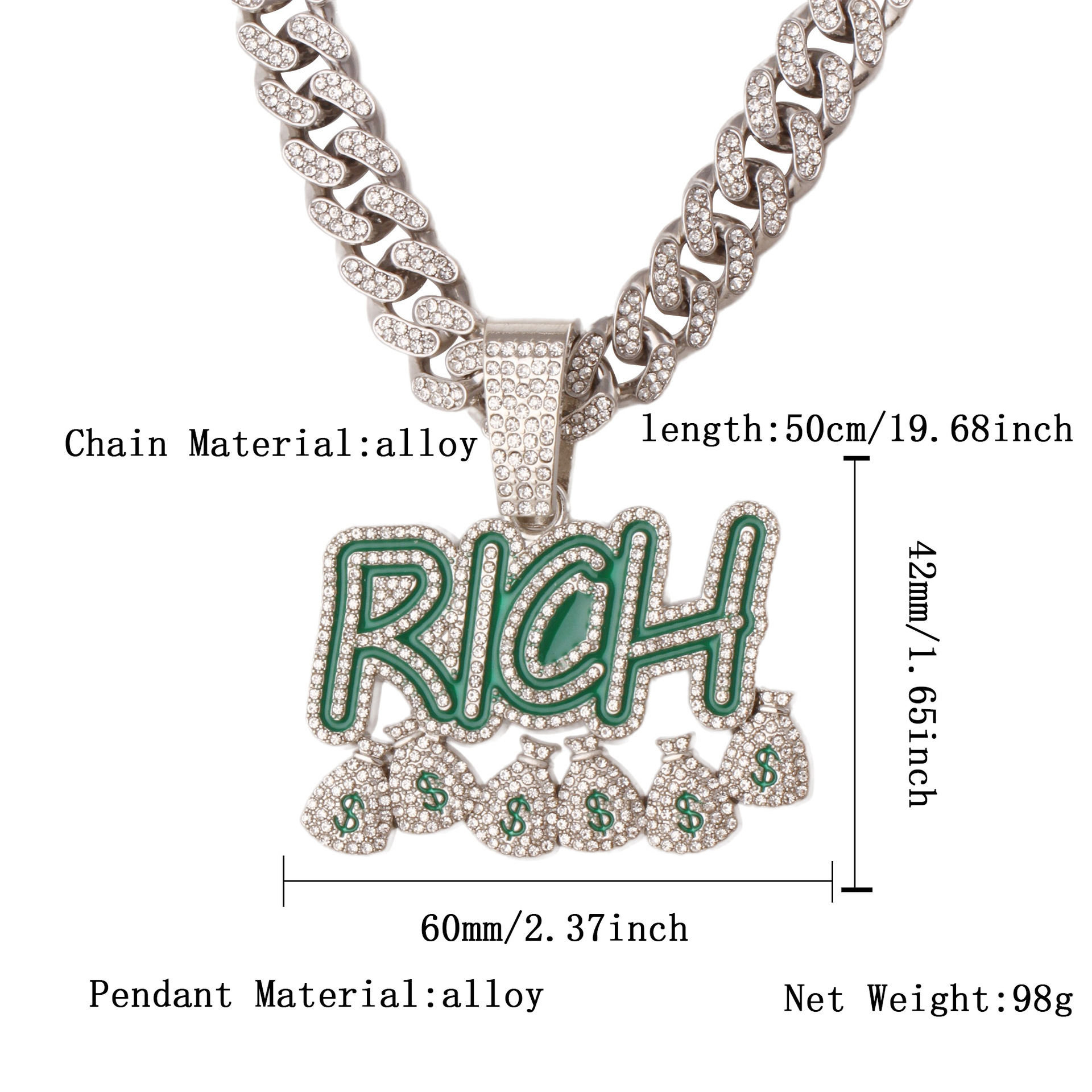 银色RICH吊坠项链