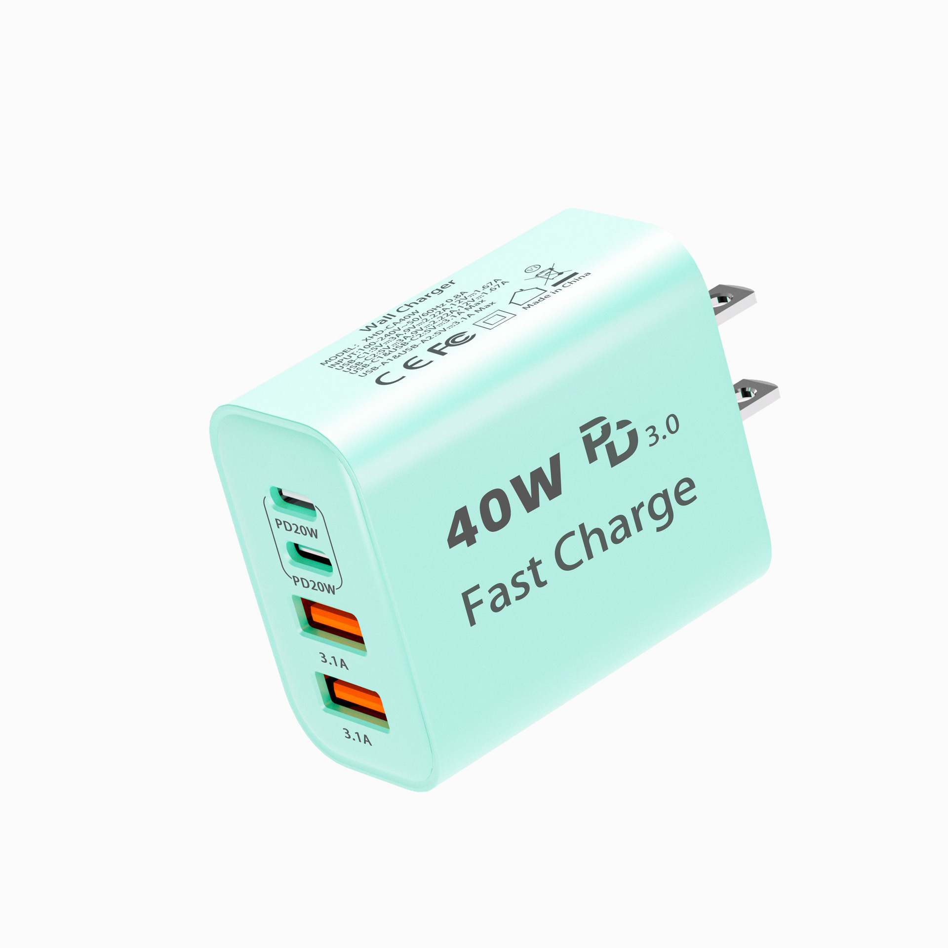 Customizable 40W US standard fast charging for Apple 15 charger Samsung phone 2C2A charging head ETL certified