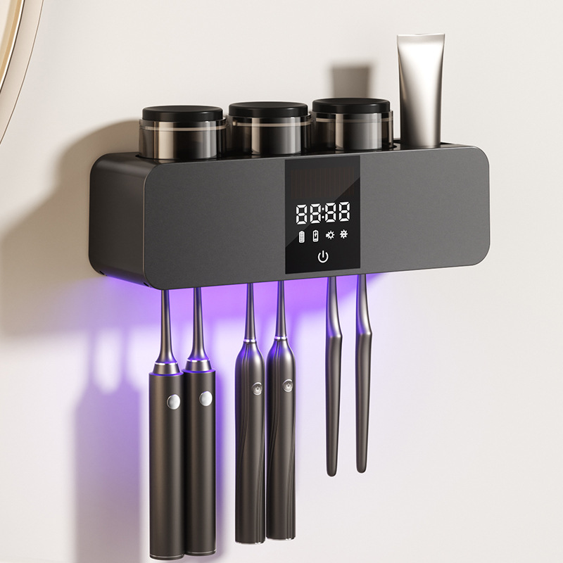 Wall-mounted sterilization smart toothbrush sterilizer UV air-drying toothbrush holder no-drill toiletries set with drying