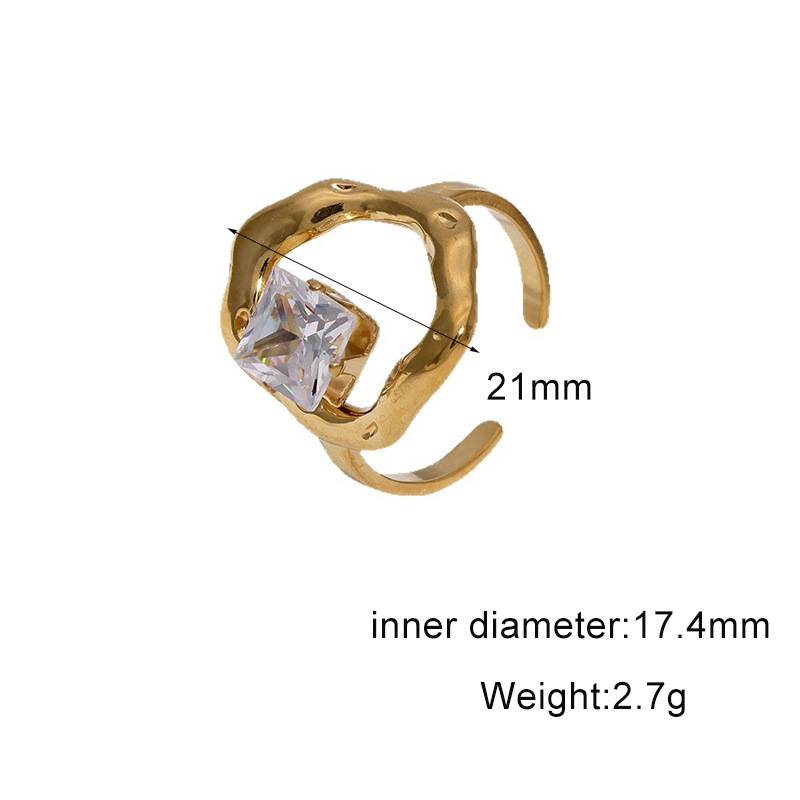 18k gold-plated titanium steel open ring stainless steel ring hand jewelry
