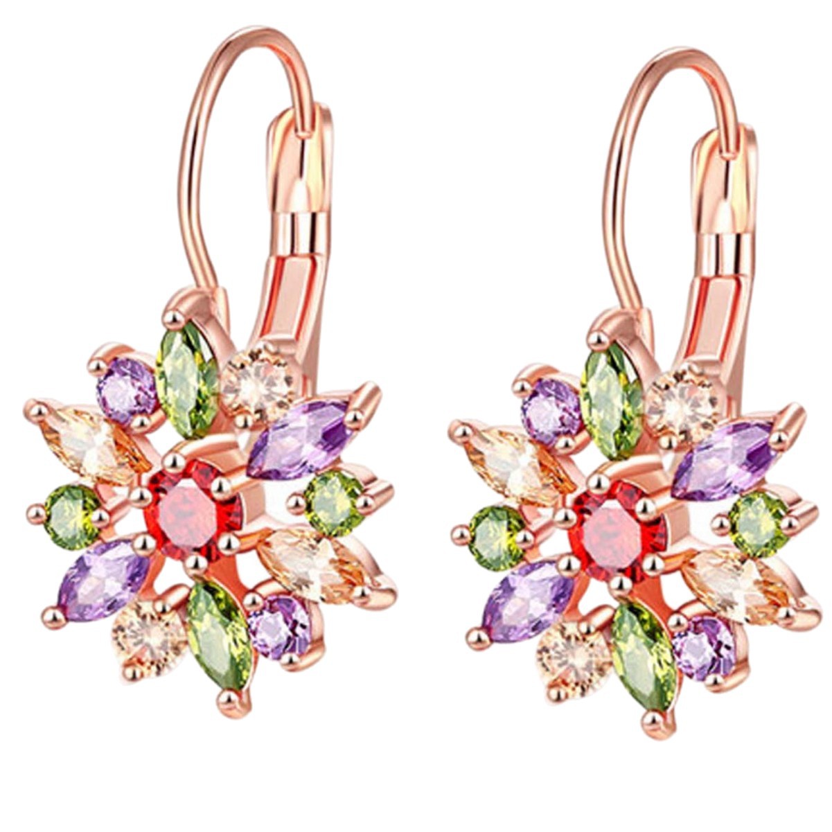 Dark night accessories ear cuffs, AAA colorful flower zirconia stud earrings, earrings, ornaments