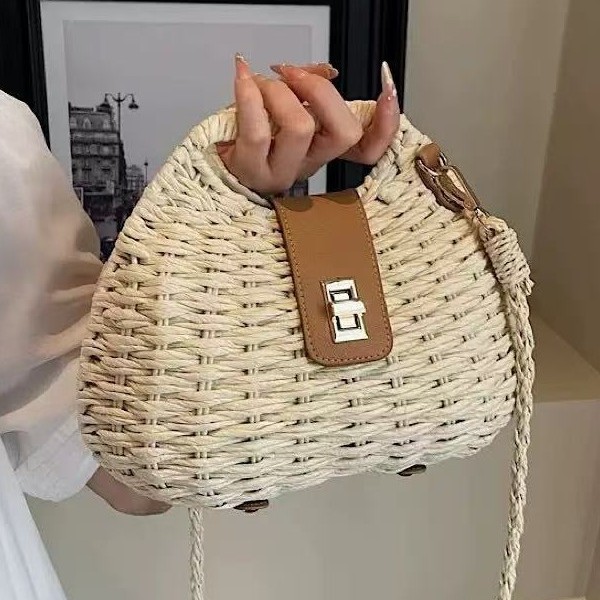 Spring and summer rattan woven bag hand-woven bag woven bag seaside beach small bag