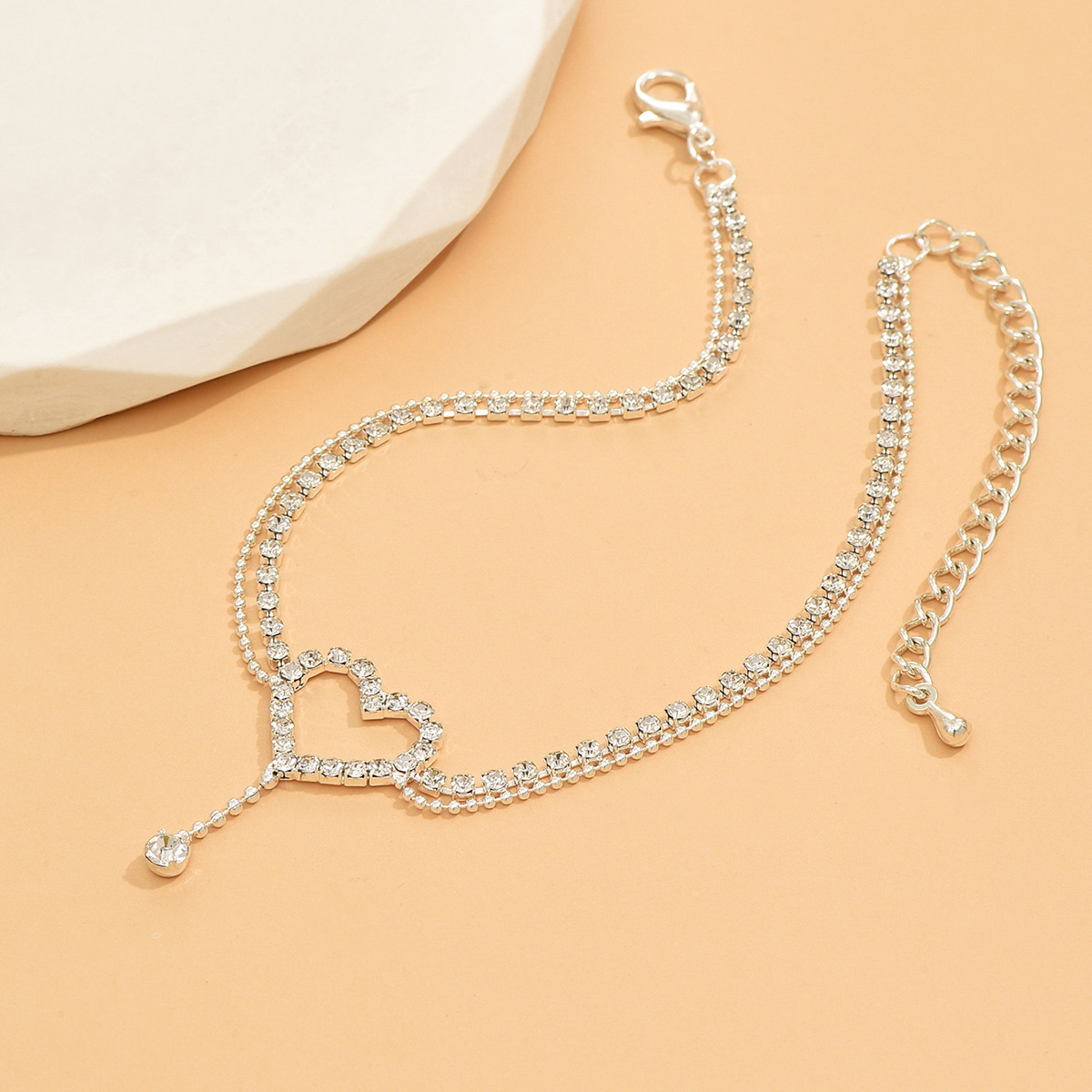 Super shiny full diamond double-layer anklet sparkling rhinestone ankle chain vacation party accessory for women