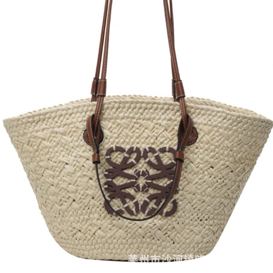 Luo's straw bag women's handmade woven bag 2024 new woven bag tote bag seaside vacation handbag