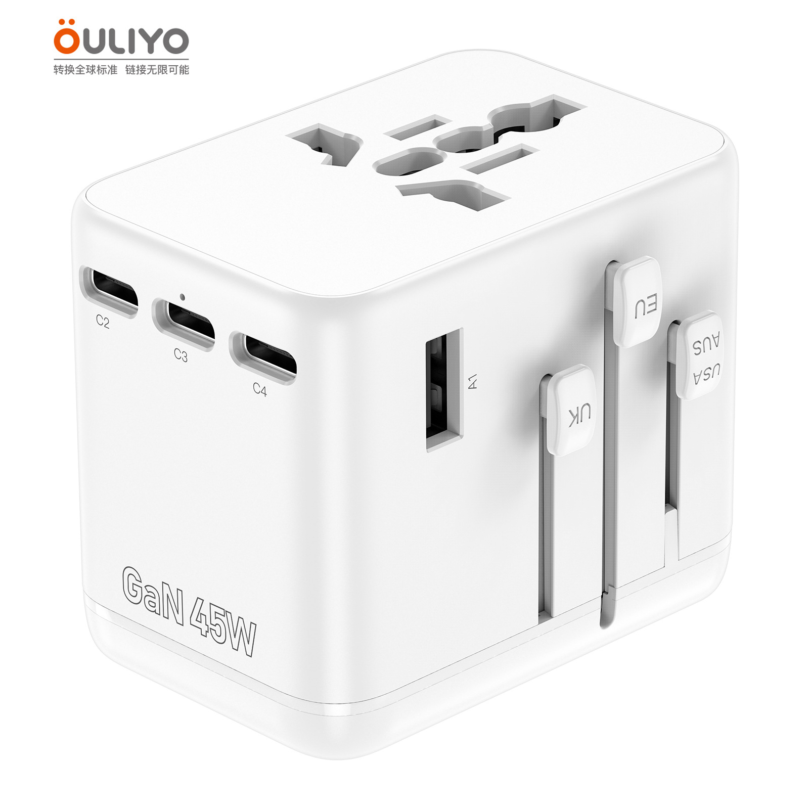 Global Universal Pocket GaN45W Travel Plug Converter Socket Multi-function PD Socket Fast Charging Adapter Plug