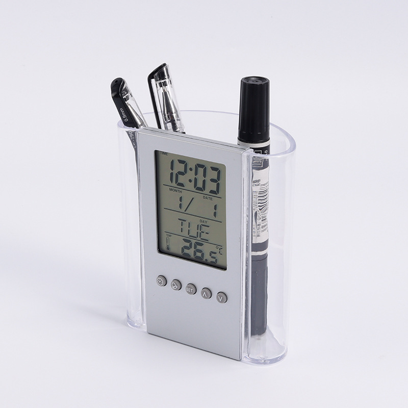 New perpetual calendar transparent pen holder multifunctional alarm clock student special electronic alarm clock children alarm clock