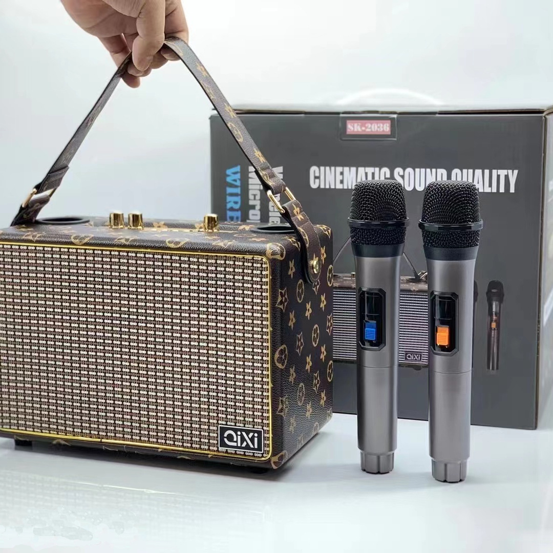 SK-2036 wireless microphone karaoke audio microphone dual-person chorus Bluetooth speaker mobile wireless microphone