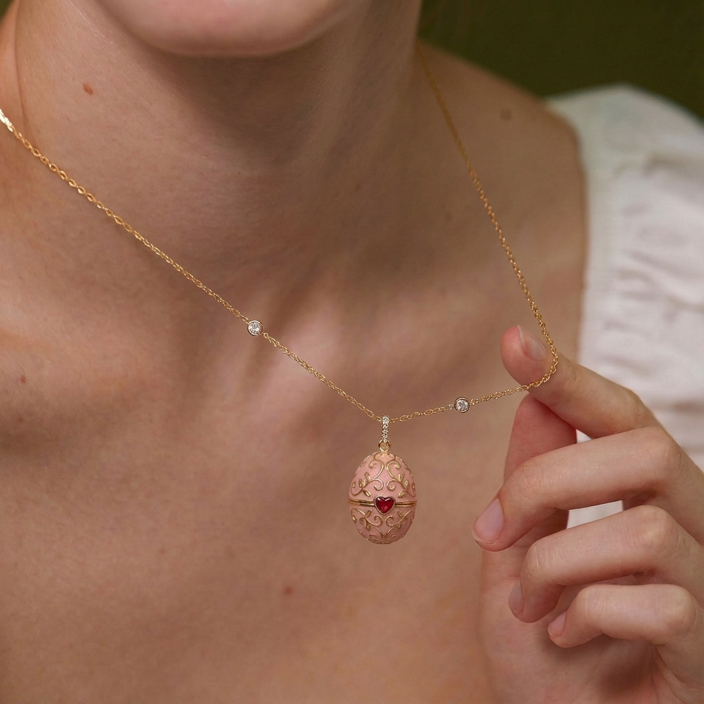 New pink-toned colorful necklace with openable design, Mother's Day gift niche necklace