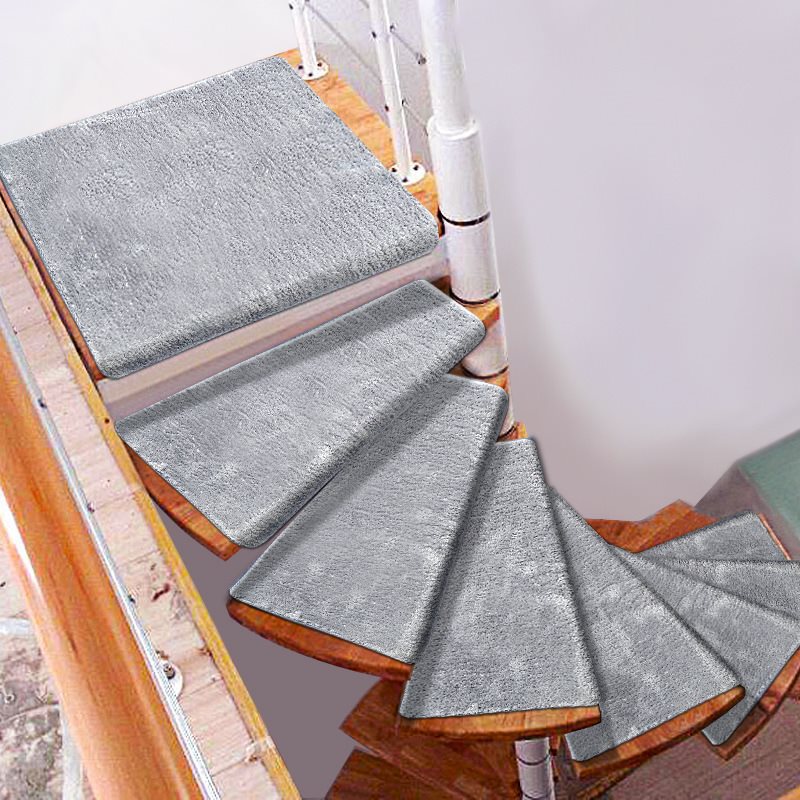 Solid color spiral stair mat self-adhesive non-slip carpet glue-free tread mat solid wood duplex stair mat