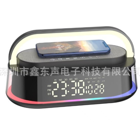 S303 LED Display Clock Alarm Calendar Timer Wireless Charging White Noise High Power Bluetooth Speaker Desktop