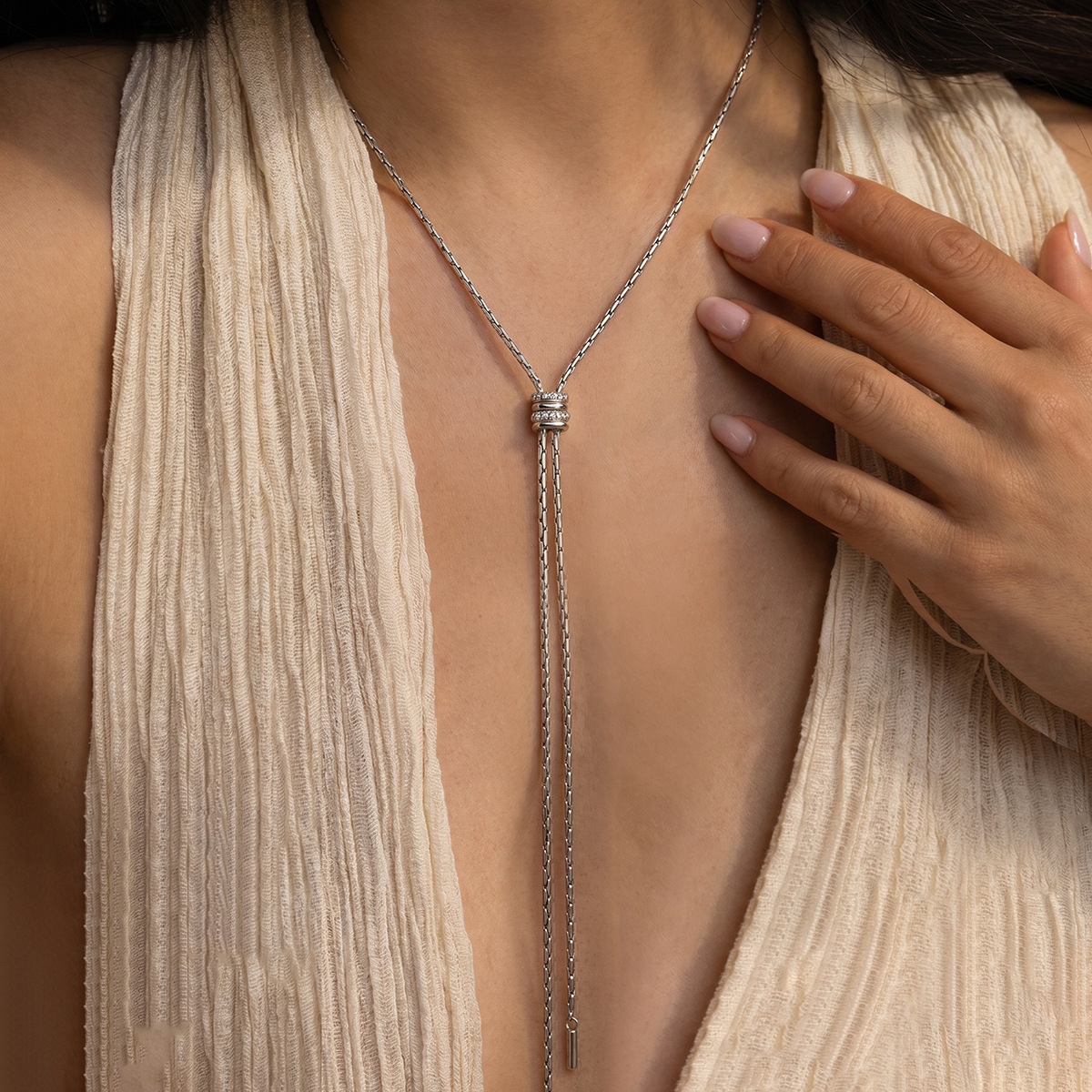 Jieding titanium steel zircon sweater necklace 18k gold women autumn winter y-chain stainless steel accessories