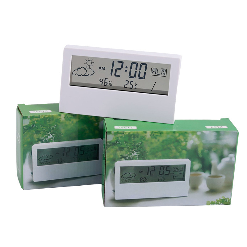 Temperature and Humidity Clock, Weather Display, Night Light Small Alarm Clock, Transparent Electronic Alarm Clock