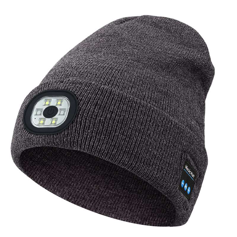 Wireless Bluetooth Headset LED Lamp Hat Night Running Lighting Red Blue Flashing Warning Light Hat Outdoor Night Running