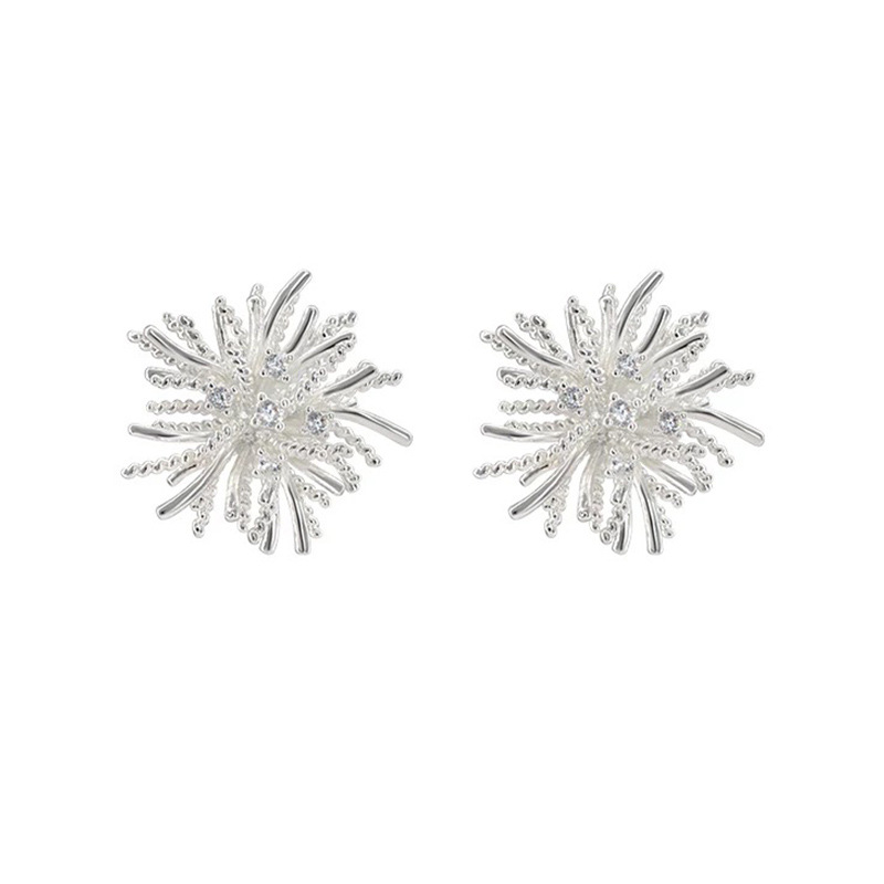 Silver dandelion ear studs women unique exaggerated earrings ear accessories