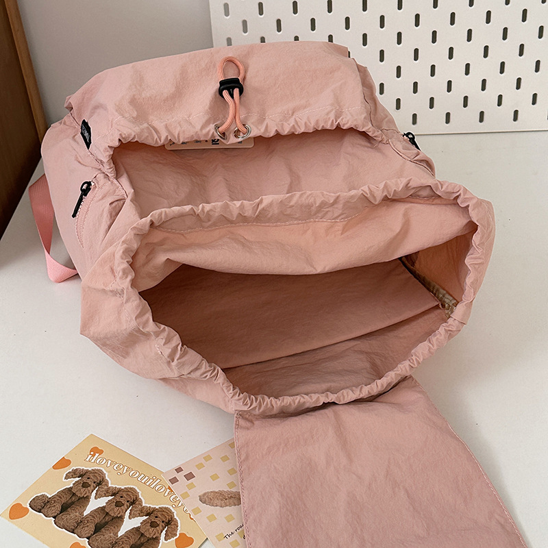 New Niche Lightweight Nylon Fabric Backpack Women Casual Drawstring Travel Large Capacity Backpack