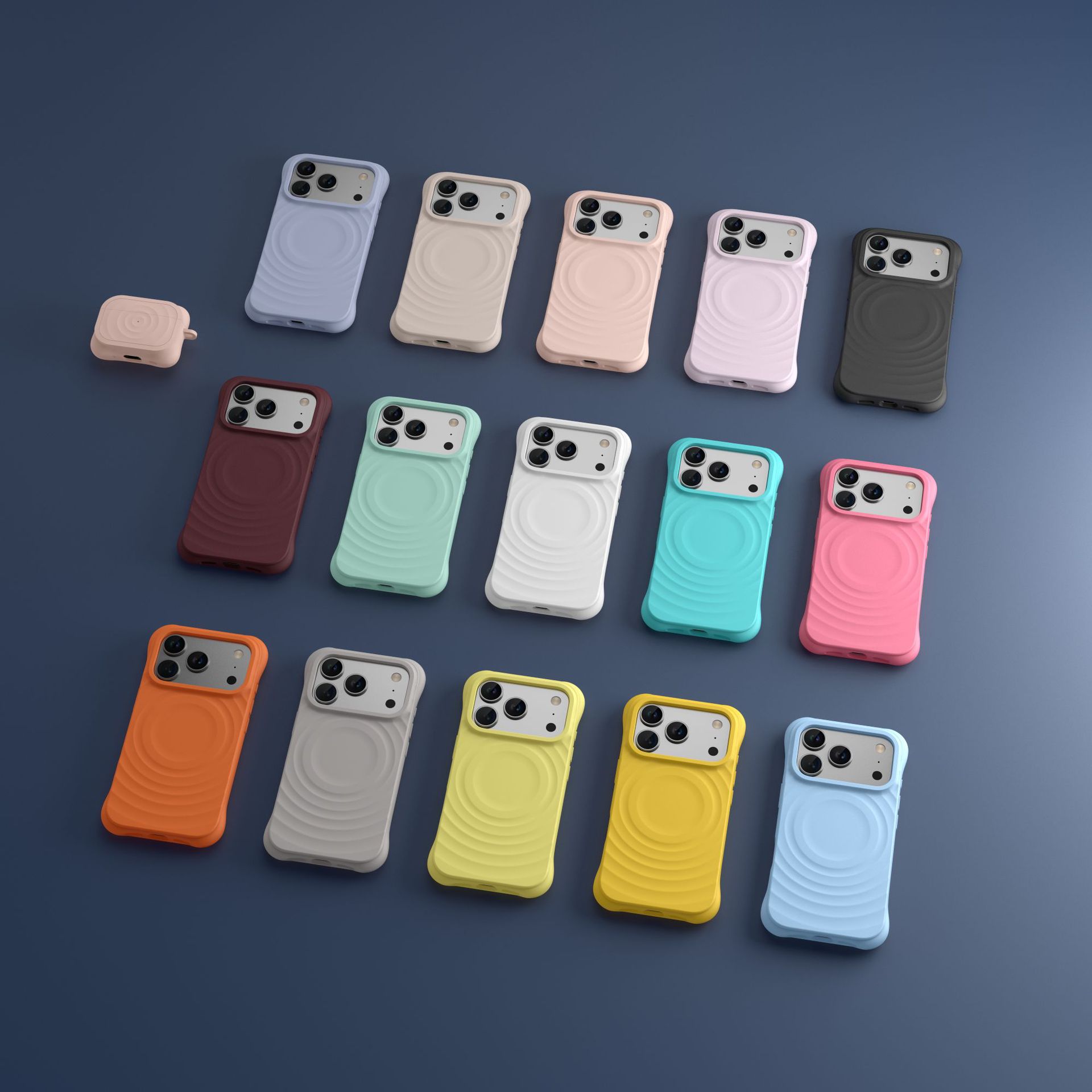 Silicone wave case for iPhone 17 Pro, iPhone 16, 18 Pro Max, niche C brand