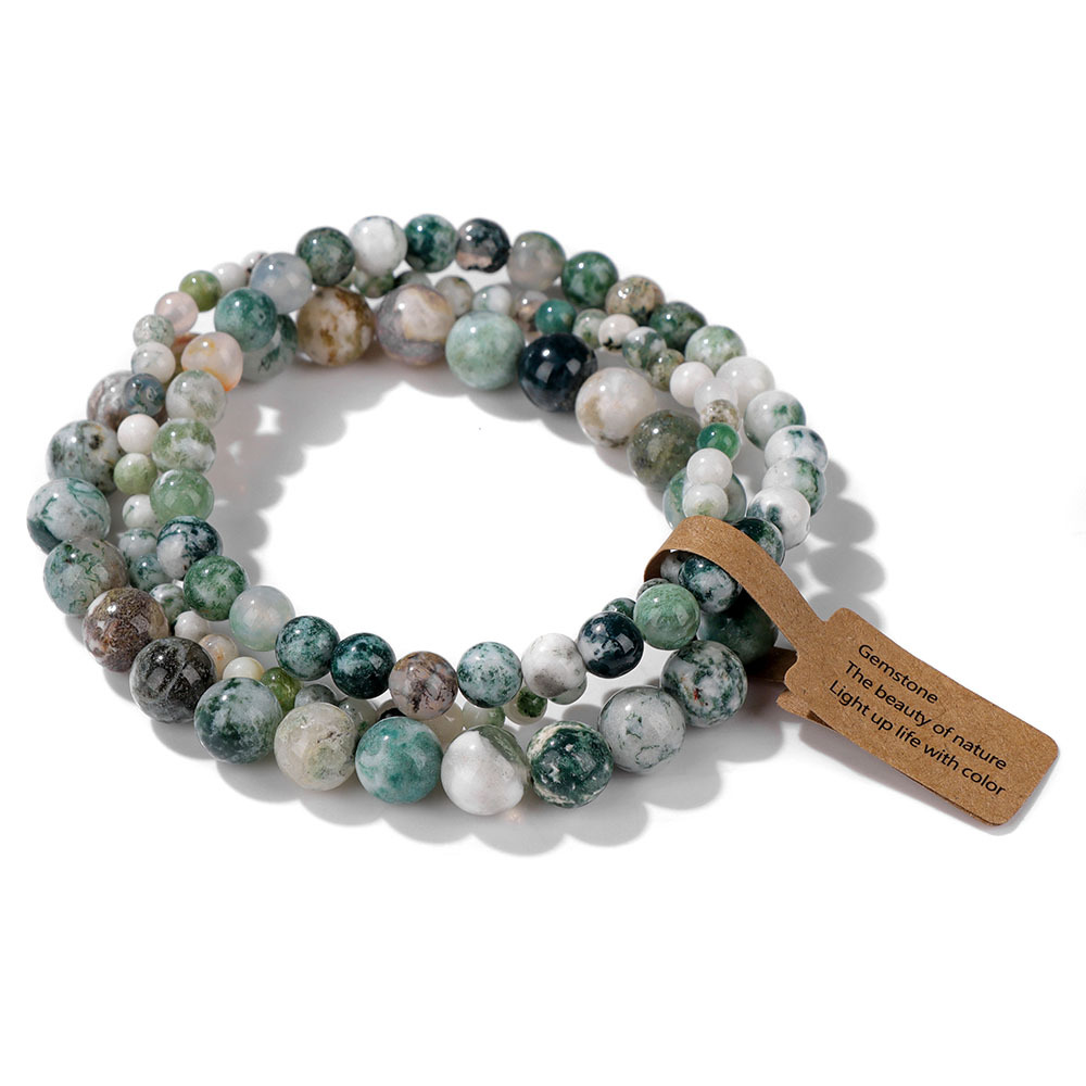 4mm/6mm/8mm three-piece bracelet set stone beads elastic rope simple label set unisex hand jewelry
