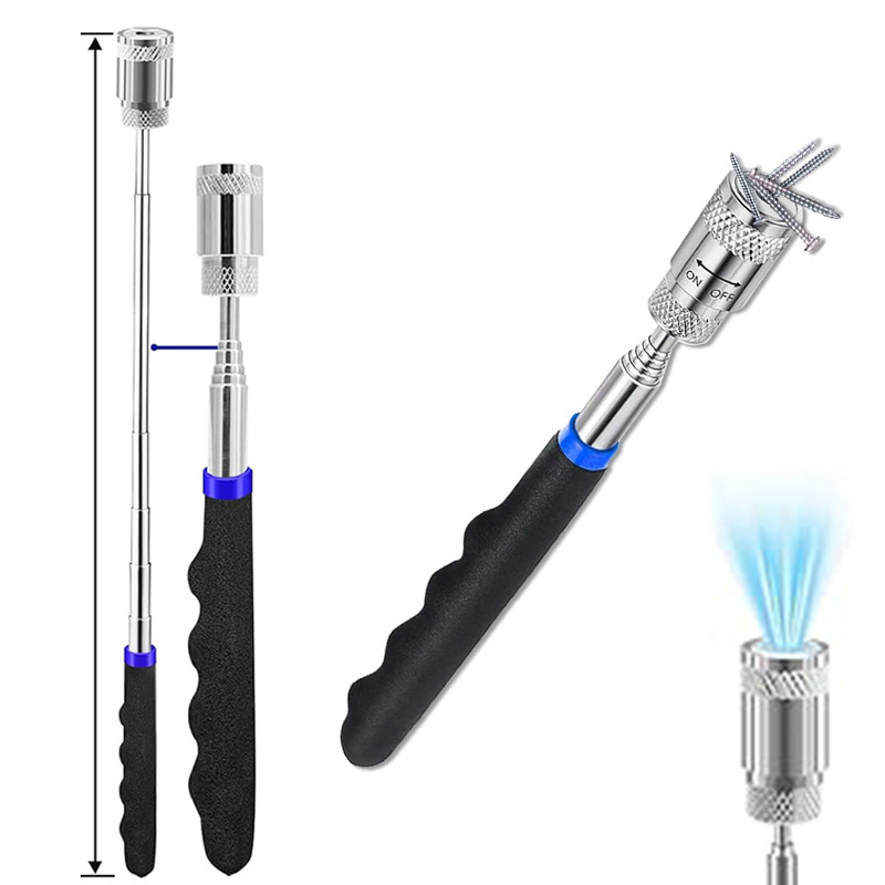 LED Lighted Universal Telescopic Strong Magnetic Screw Pickup Tool Magnetic Rotating Retriever