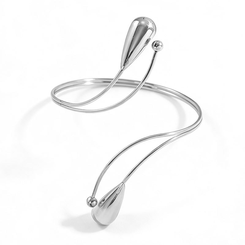 Metal open adjustable drop arm ring exaggerated arm ring female