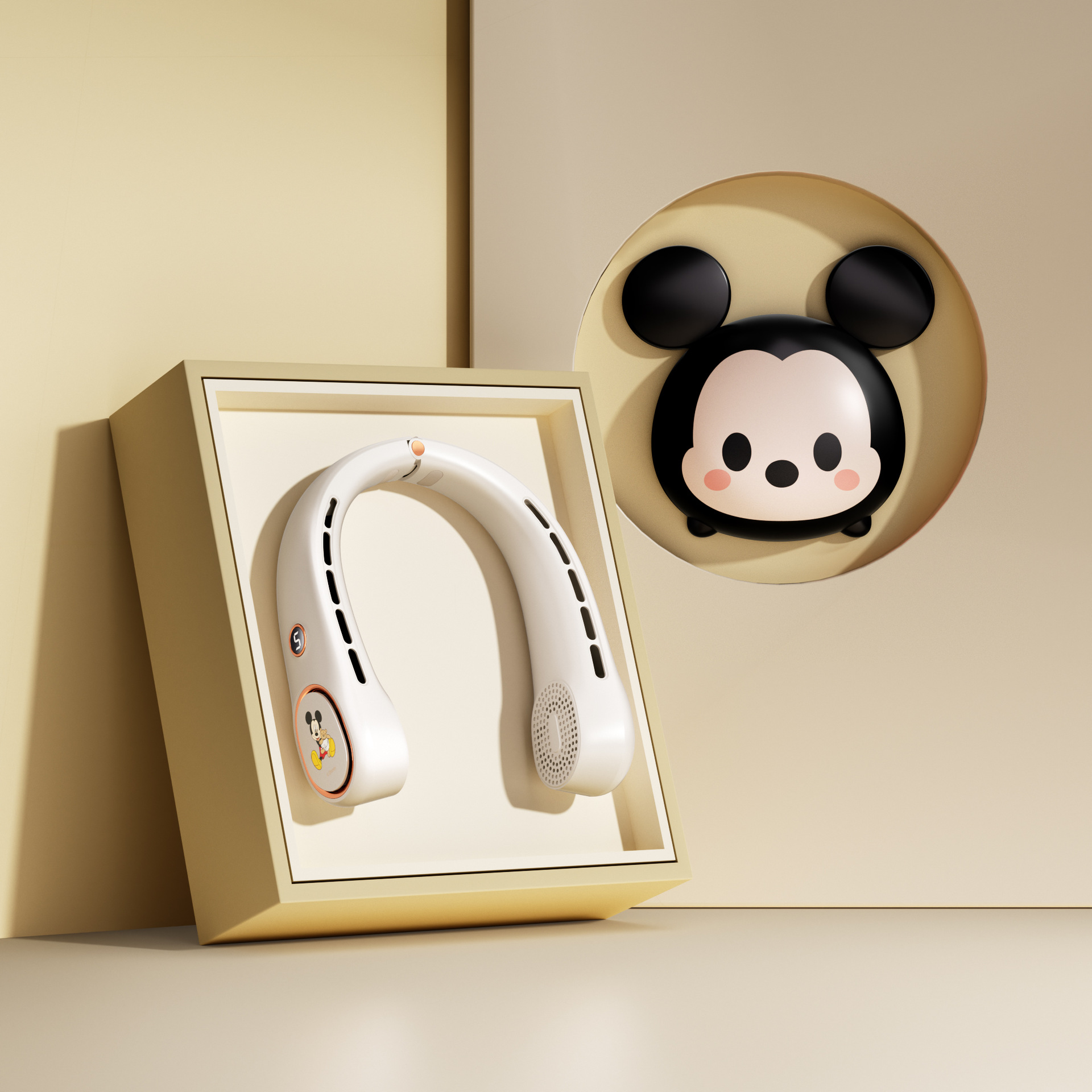 New Disney neck fan USB charging office lazy outdoor portable mini fan