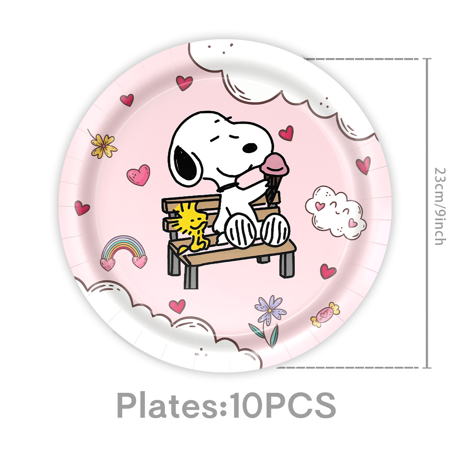 New Pink Snoopy Theme Party Tableware Disposable Paper Plate Napkin Paper Cup Tablecloth Bunting Flag Decoration