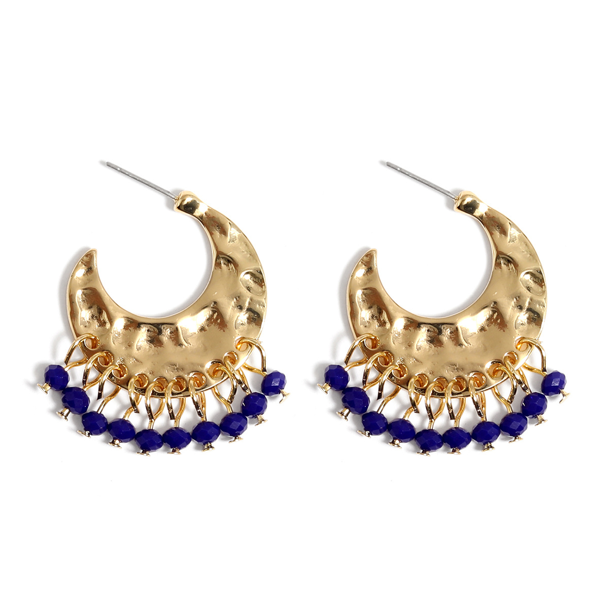 New Palace Style Electroplated Hammered Crystal Tassel Earrings for Women Niche